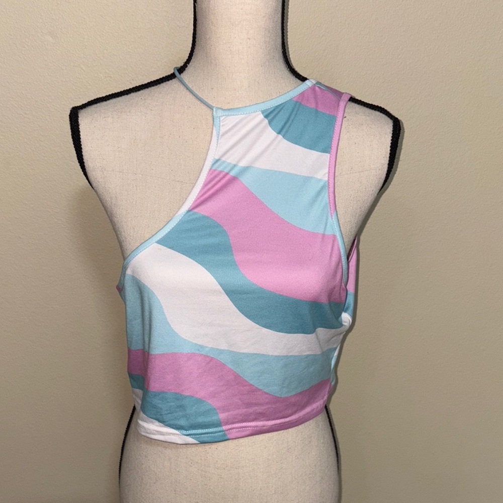 Stylish Multicolor Asymmetrical Women's Top - Picture 1 of 3